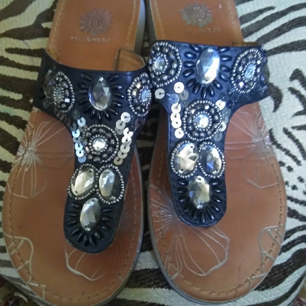 Yellow Box Vintage Jeweled Sandles